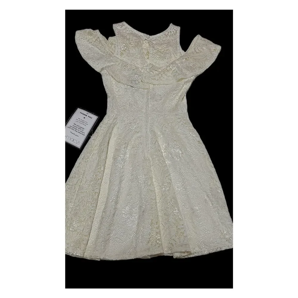 B Darlin Off white lace cold shoulder fit and flare dress women's 3/4 NWT - Picture 5 of 8